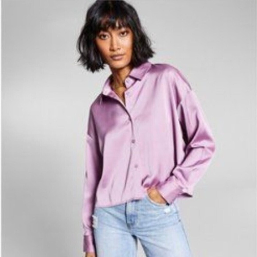 And Now This Button Down Silky Boxy Fit Blouse Top Party Event Size XXL NWT